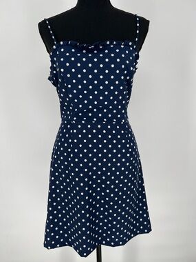 Navy Polka‎ Dot Spaghetti Strap Dress